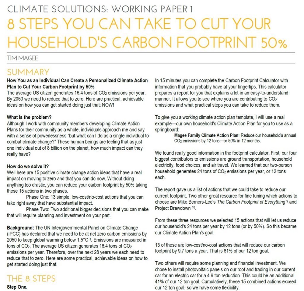 8 Steps to cut your carbon footprint 50% First Page sample