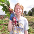 A volunteer at Earthworks Farm. 